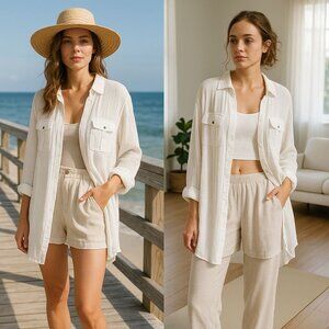 Free People Woman White Waffle Knit Top Size Small Boho Layering Cottagecore